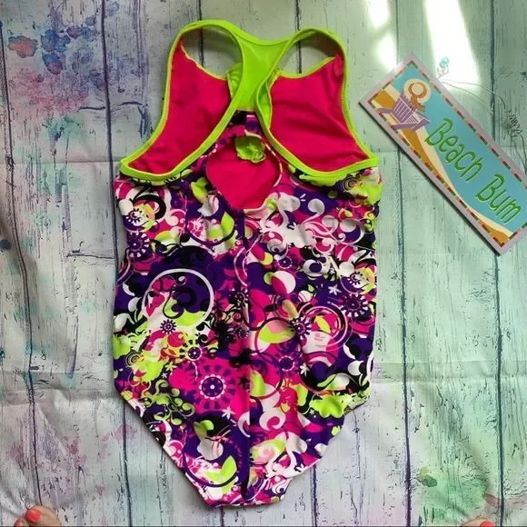 Wave Zone Neon Multicolor Racerback Race swimsuit
